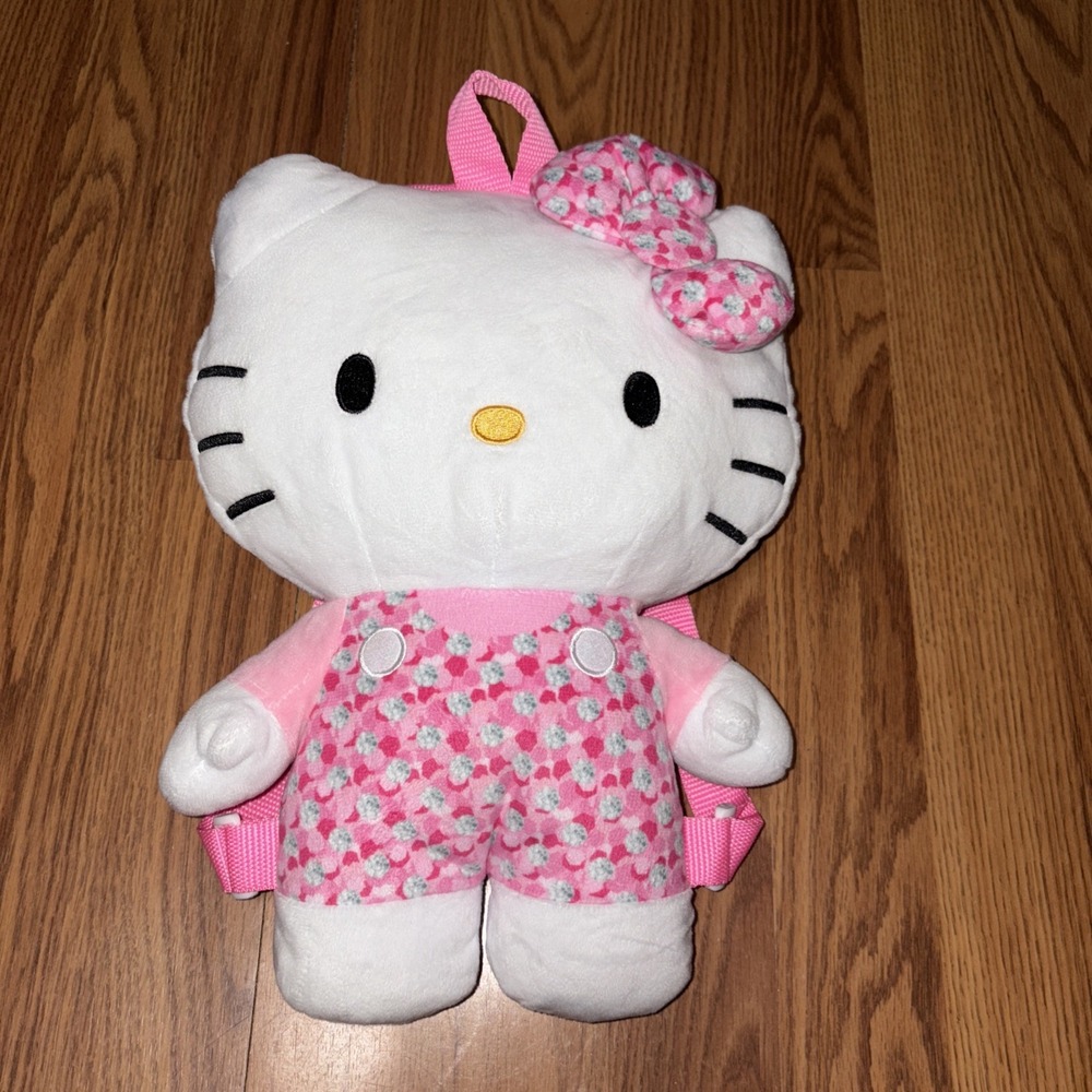 Sanrio Hello Kitty 15" Soft Plush Doll‎ Backpack, Pink/Flower